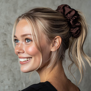 Scrunchie 100% Mulberry Silk Brun