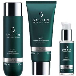 SYSTEM Man Shampoo + Conditioner + Olja TRIO
